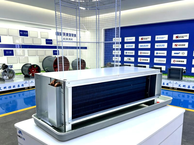horizontal concealed fan coil unit, ceiling hidden FCU, concealed horizontal fan coil, slim HVAC unit, commercial FCU, Shandong AIKE