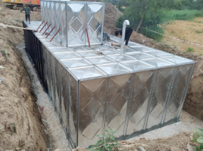underground galvanized steel water tank, buried galvanized tank, below ground water storage, galvanized underground tank, rainwater harvesting tank, Shandong AIKE
