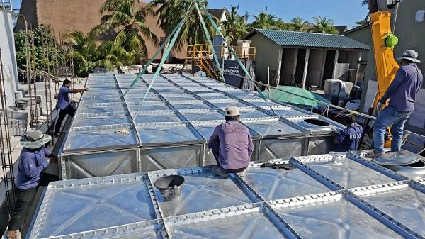 galvanized steel water tank Maldives,enameled water tank installation, concealed water tank, resort water storage